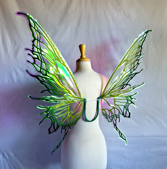 Cassiopeia Fairy Wings with Ombre Green Frames and Crystal Iridescent Film