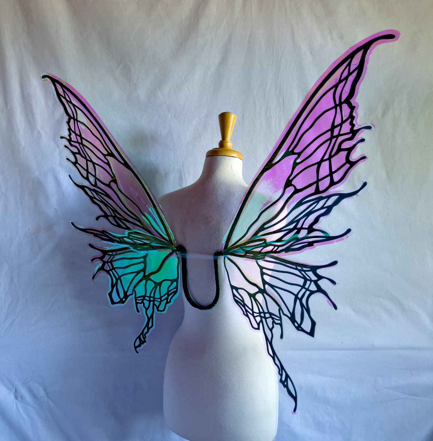 Cassiopeia Fairy Wings with Ombre Green Frames and Crystal Iridescent Film