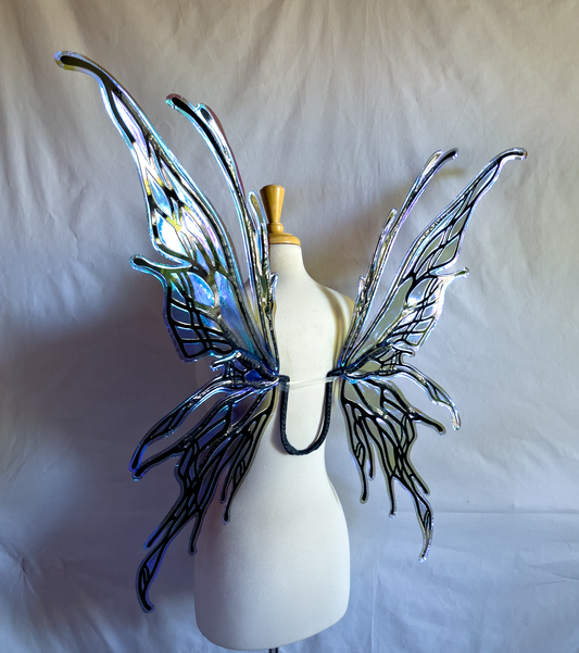 Ilaria Fairy Wings with Black Frames and Deep Blue Iridescent Film